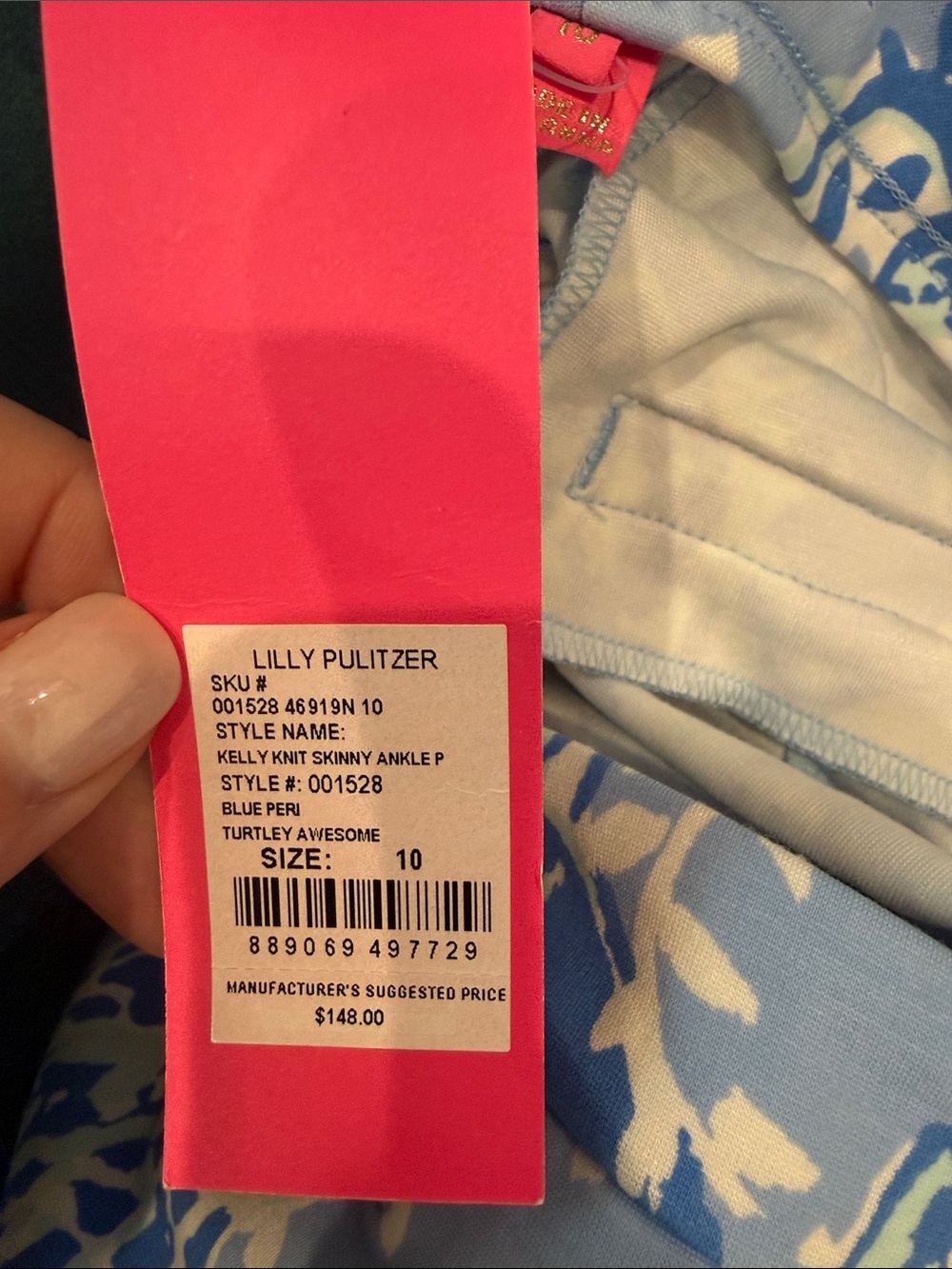 Lilly Pulitzer Blue Multi Printed Skinny Pants - Picture 2 of 2